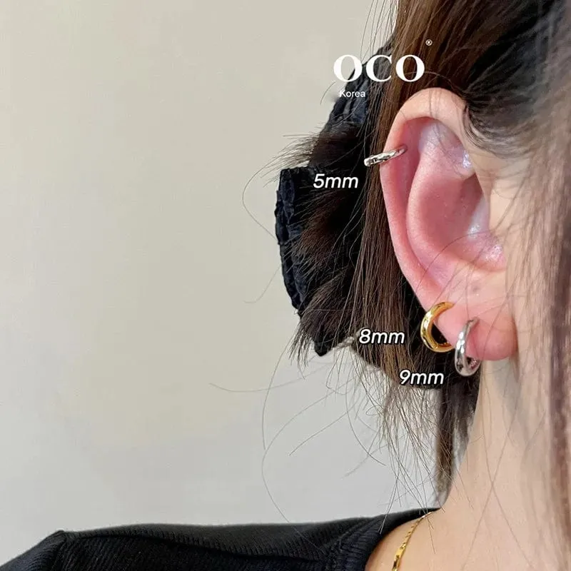 100 % echtes 925 Sterling Silber minimalistische böhmische runde Ohrschnalle für Frauen Punk Unisex Rock Creolen Schmuck Zubehör