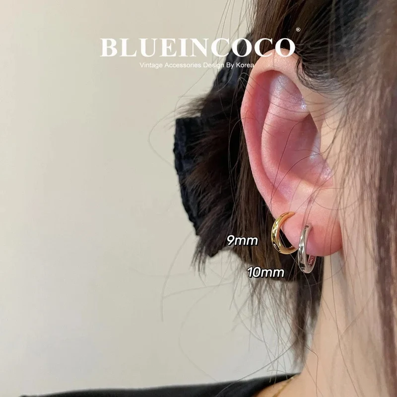 100 % echtes 925 Sterling Silber minimalistische böhmische runde Ohrschnalle für Frauen Punk Unisex Rock Creolen Schmuck Zubehör
