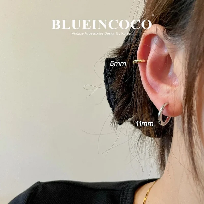 100 % echtes 925 Sterling Silber minimalistische böhmische runde Ohrschnalle für Frauen Punk Unisex Rock Creolen Schmuck Zubehör
