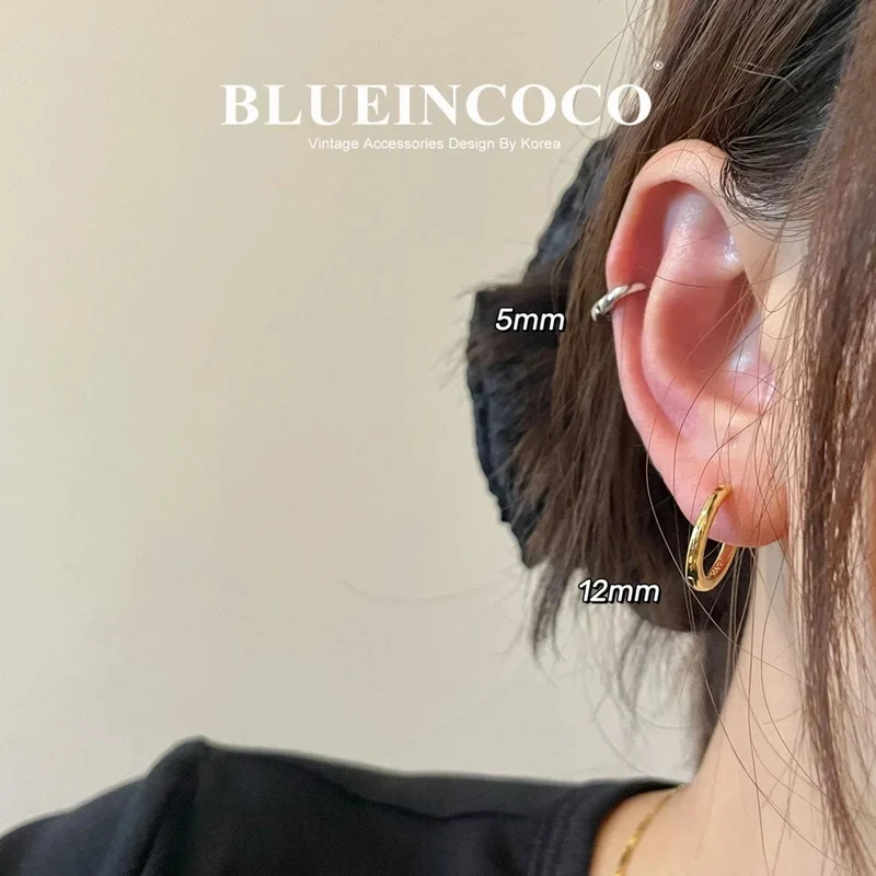 100 % echtes 925 Sterling Silber minimalistische böhmische runde Ohrschnalle für Frauen Punk Unisex Rock Creolen Schmuck Zubehör