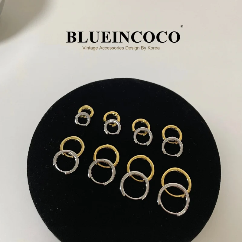 100 % echtes 925 Sterling Silber minimalistische böhmische runde Ohrschnalle für Frauen Punk Unisex Rock Creolen Schmuck Zubehör