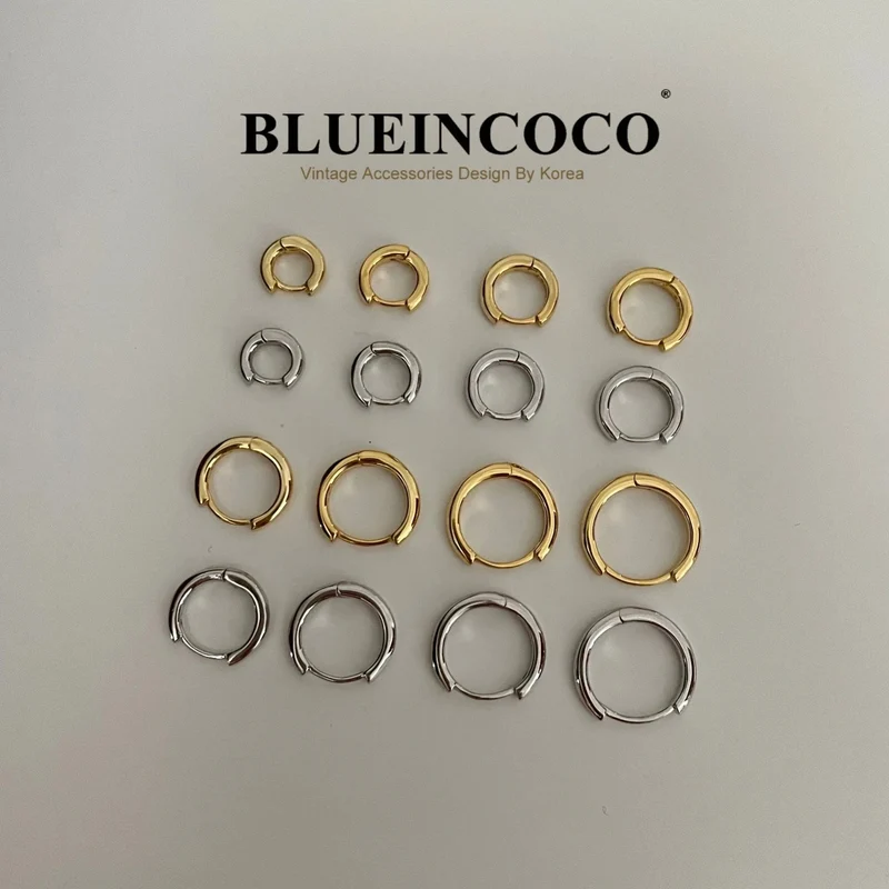 100 % echtes 925 Sterling Silber minimalistische böhmische runde Ohrschnalle für Frauen Punk Unisex Rock Creolen Schmuck Zubehör