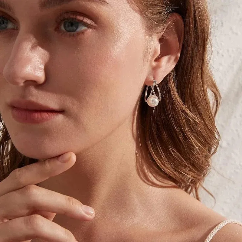 CAOSHI Schlichte, elegante Creolen mit Kunstperlen – Anmutiger Damenschmuck für Verlobung, Alltag, Party – das perfekte Geschenk