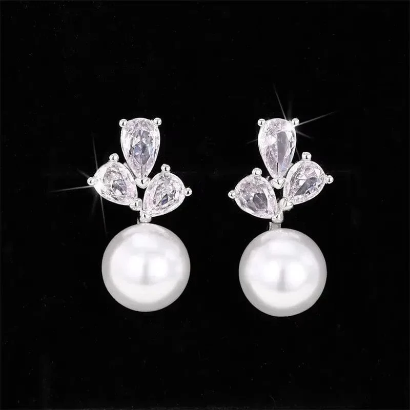 CAOSHI Schlichte, elegante Creolen mit Kunstperlen – Anmutiger Damenschmuck für Verlobung, Alltag, Party – das perfekte Geschenk
