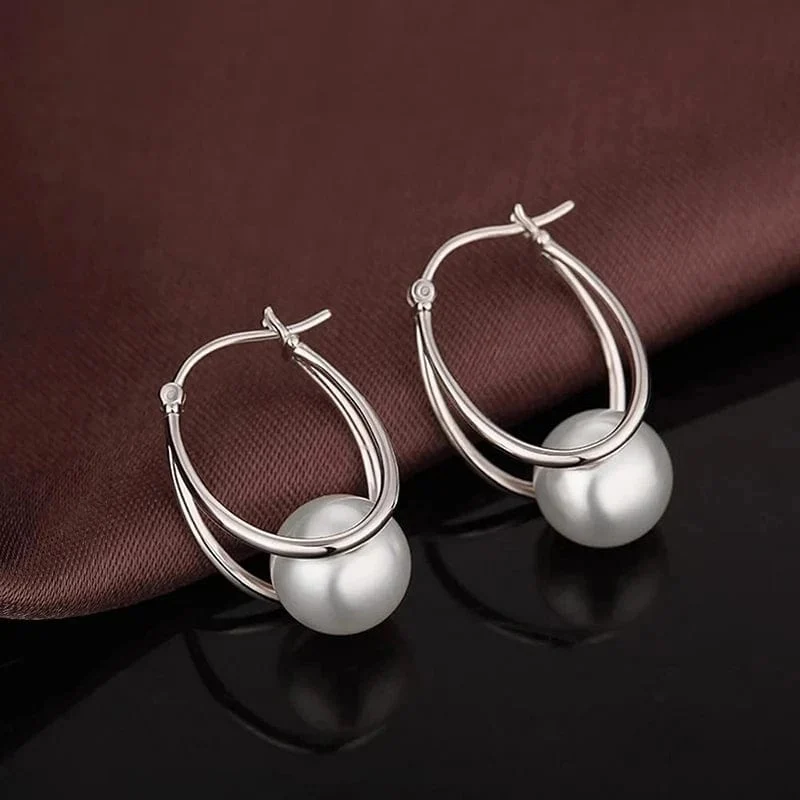 CAOSHI Schlichte, elegante Creolen mit Kunstperlen – Anmutiger Damenschmuck für Verlobung, Alltag, Party – das perfekte Geschenk