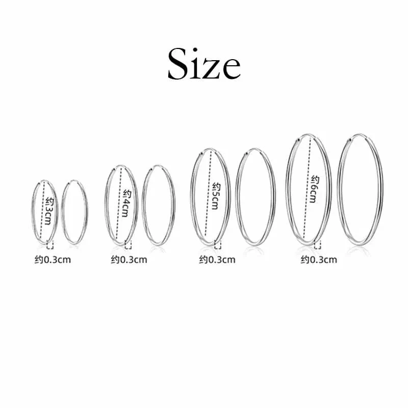 925 Sterling Silber 3MM Dicke 3/4/5/6CM Creolen Ohrringe Für Frauen Hochzeit Luxus Schmuck Zubehör 2024 Trend Schmuck