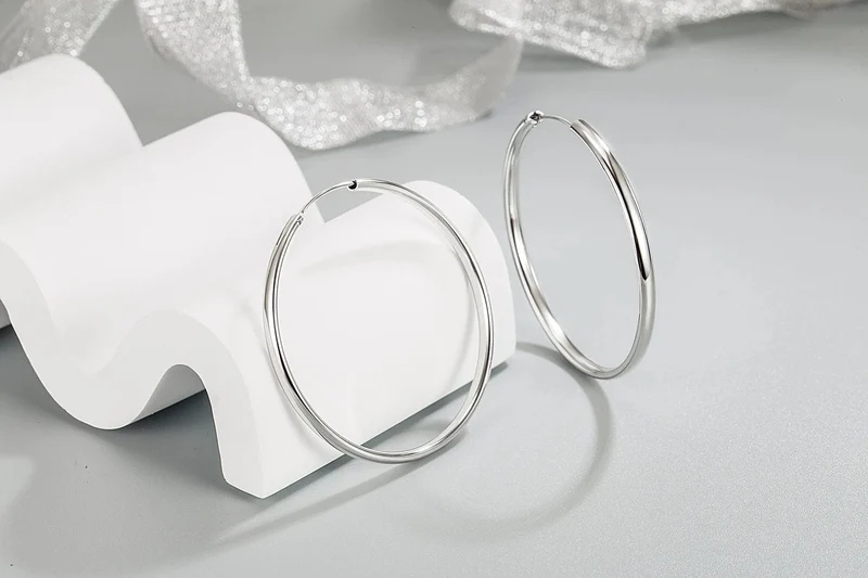 925 Sterling Silber 3MM Dicke 3/4/5/6CM Creolen Ohrringe Für Frauen Hochzeit Luxus Schmuck Zubehör 2024 Trend Schmuck