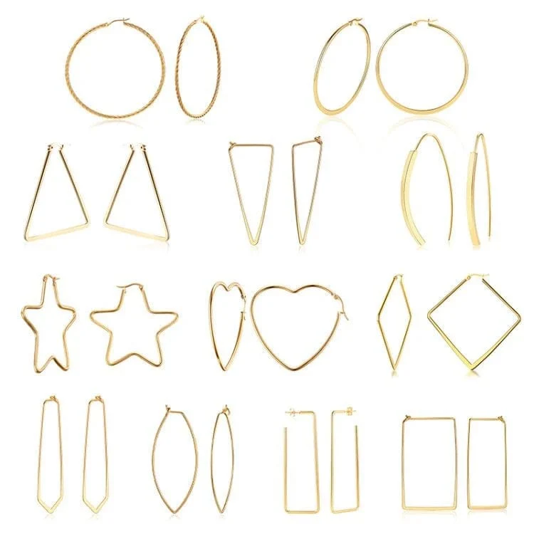 Stilvolle geometrische Creolen für Damen und Mädchen, Edelstahl, minimalistisch und elegant