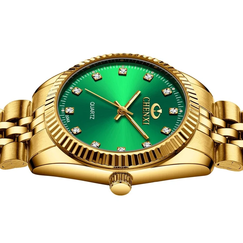 CHENXI Marke Top Luxus Damen Goldene Uhr für Frauen Uhr Weibliche frauen Kleid Strass Quarz Wasserdichte Armbanduhren