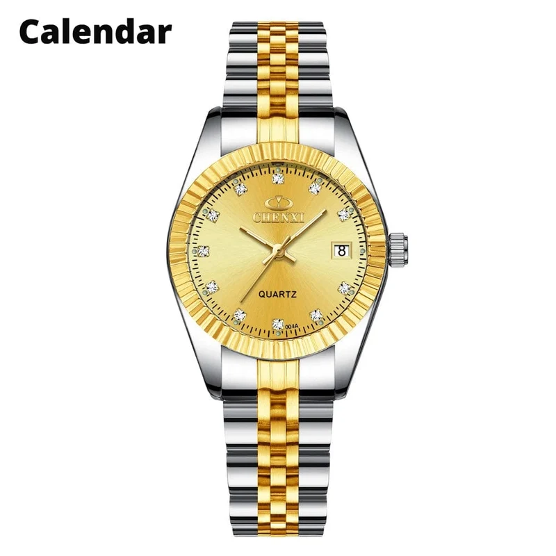 CHENXI Marke Top Luxus Damen Goldene Uhr für Frauen Uhr Weibliche frauen Kleid Strass Quarz Wasserdichte Armbanduhren