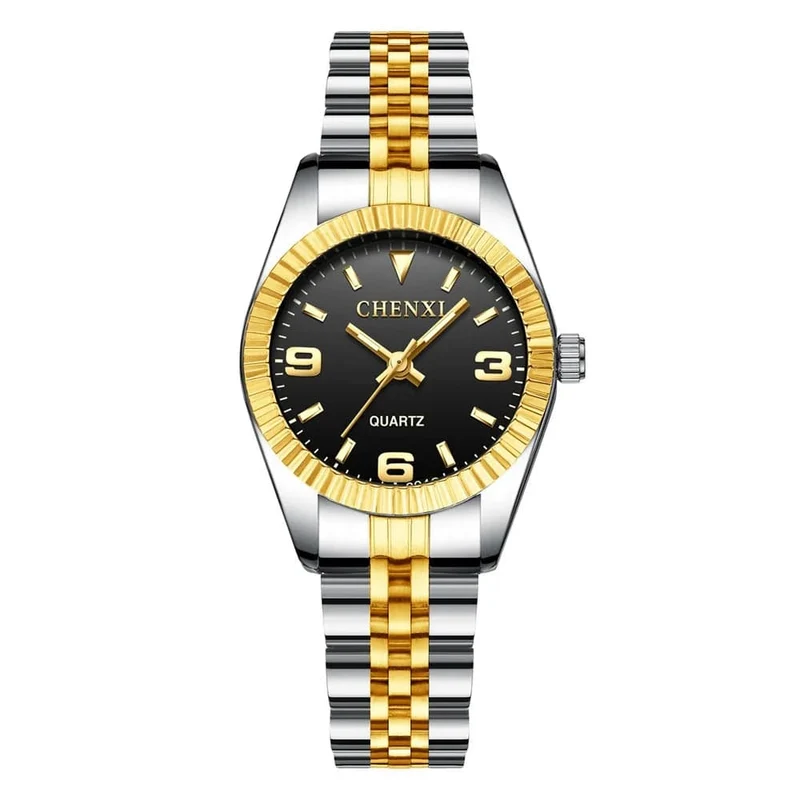 CHENXI Marke Top Luxus Damen Goldene Uhr für Frauen Uhr Weibliche frauen Kleid Strass Quarz Wasserdichte Armbanduhren