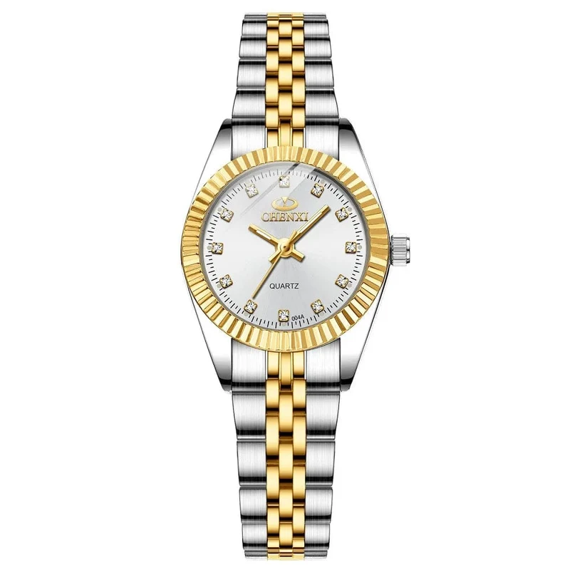 CHENXI Marke Top Luxus Damen Goldene Uhr für Frauen Uhr Weibliche frauen Kleid Strass Quarz Wasserdichte Armbanduhren