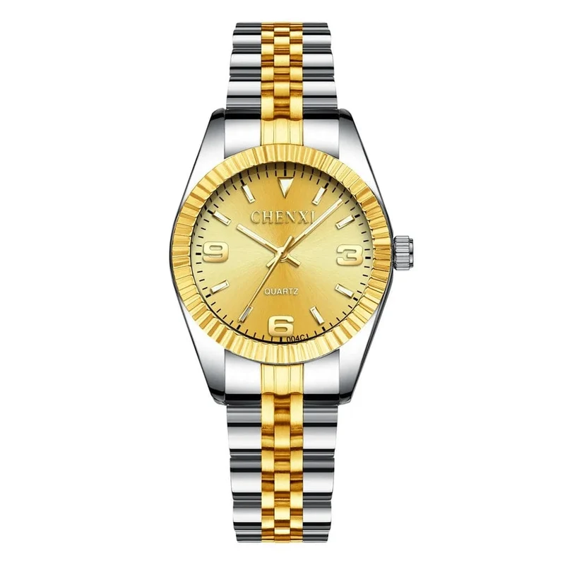 CHENXI Marke Top Luxus Damen Goldene Uhr für Frauen Uhr Weibliche frauen Kleid Strass Quarz Wasserdichte Armbanduhren
