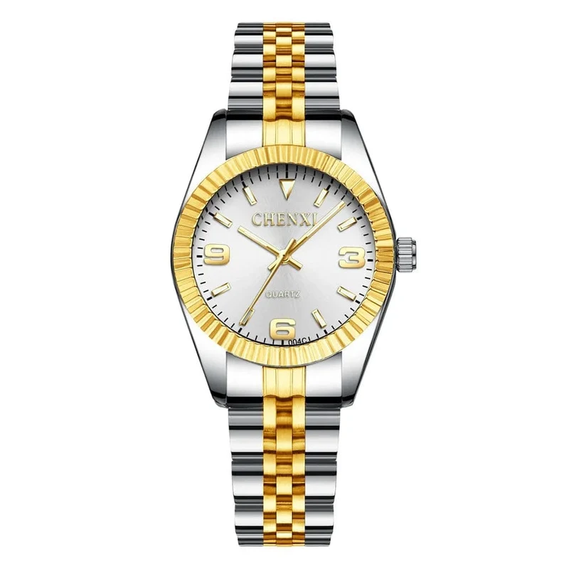 CHENXI Marke Top Luxus Damen Goldene Uhr für Frauen Uhr Weibliche frauen Kleid Strass Quarz Wasserdichte Armbanduhren
