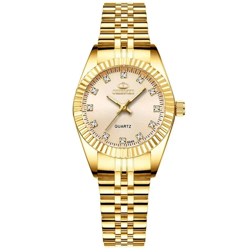 CHENXI Marke Top Luxus Damen Goldene Uhr für Frauen Uhr Weibliche frauen Kleid Strass Quarz Wasserdichte Armbanduhren