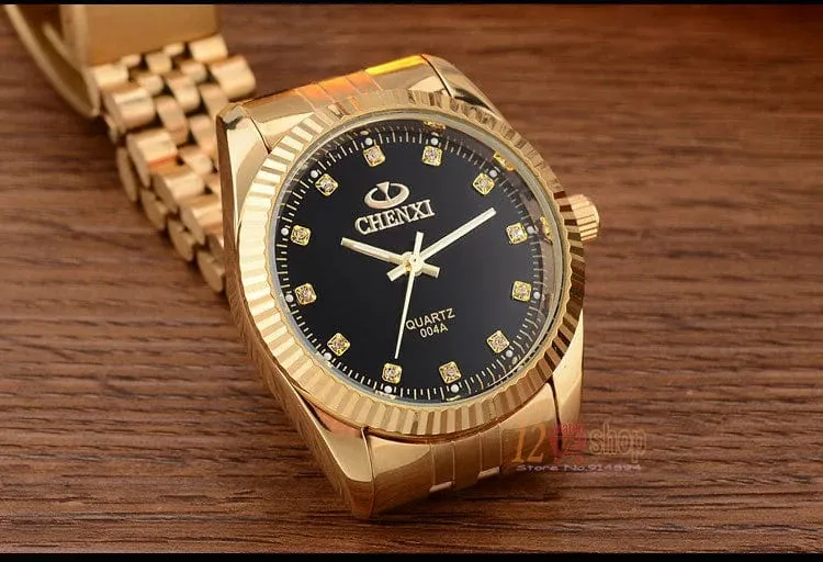 CHENXI Marke Top Luxus Damen Goldene Uhr für Frauen Uhr Weibliche frauen Kleid Strass Quarz Wasserdichte Armbanduhren