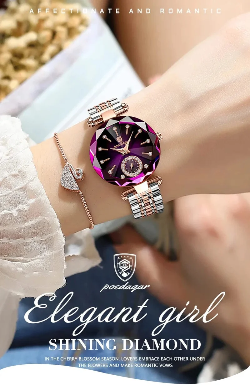 POEDAGAR Luxus Frau Armbanduhr Elegante Wasserdichte Edelstahl Uhr für Damen Kleid Diamant Quarz frauen Uhren Reloj