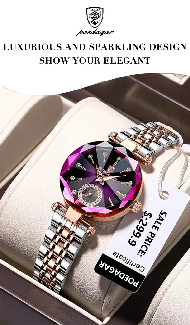 POEDAGAR Luxus Frau Armbanduhr Elegante Wasserdichte Edelstahl Uhr für Damen Kleid Diamant Quarz frauen Uhren Reloj