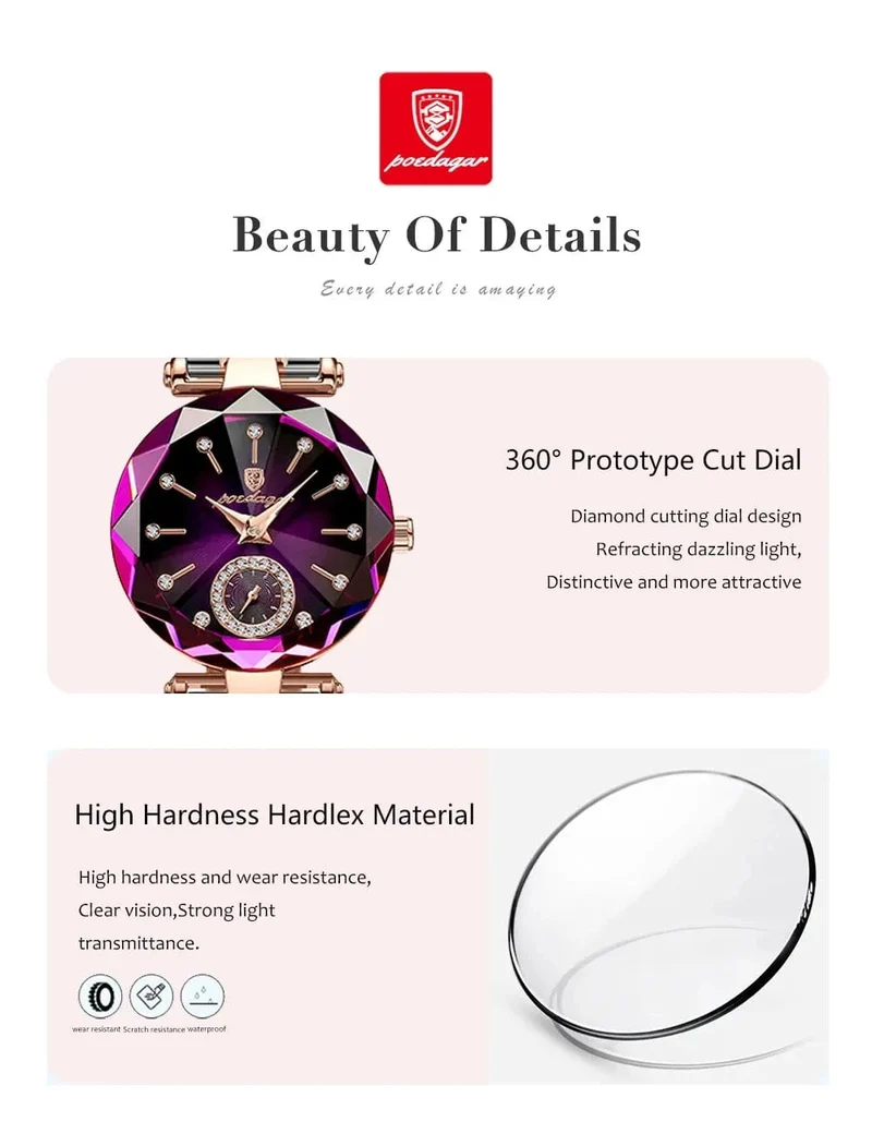 POEDAGAR Luxus Frau Armbanduhr Elegante Wasserdichte Edelstahl Uhr für Damen Kleid Diamant Quarz frauen Uhren Reloj
