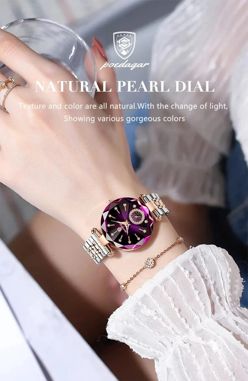 POEDAGAR Luxus Frau Armbanduhr Elegante Wasserdichte Edelstahl Uhr für Damen Kleid Diamant Quarz frauen Uhren Reloj