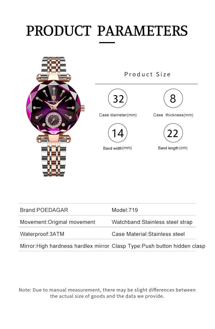 POEDAGAR Luxus Frau Armbanduhr Elegante Wasserdichte Edelstahl Uhr für Damen Kleid Diamant Quarz frauen Uhren Reloj