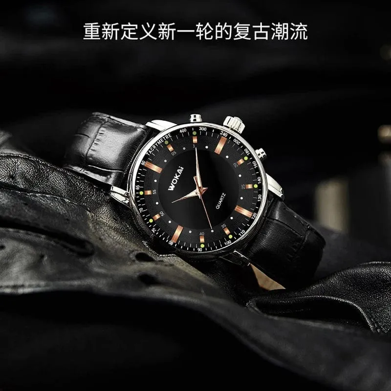 WOKAI hohe qualität casual herren gürtel quarzuhr klassische retro römischen einfachen stil business männlichen studenten elektronische uhr