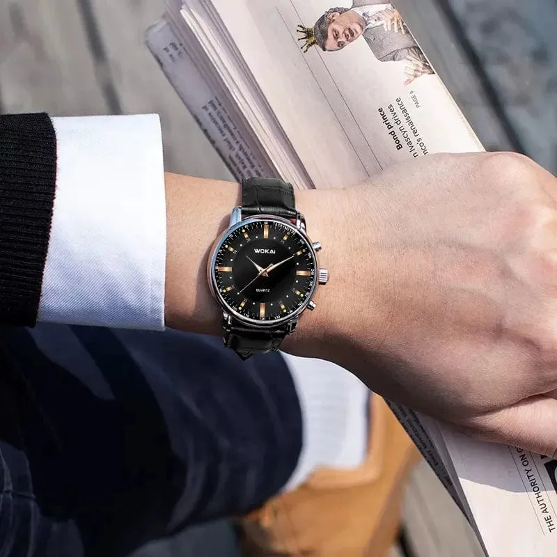WOKAI hohe qualität casual herren gürtel quarzuhr klassische retro römischen einfachen stil business männlichen studenten elektronische uhr