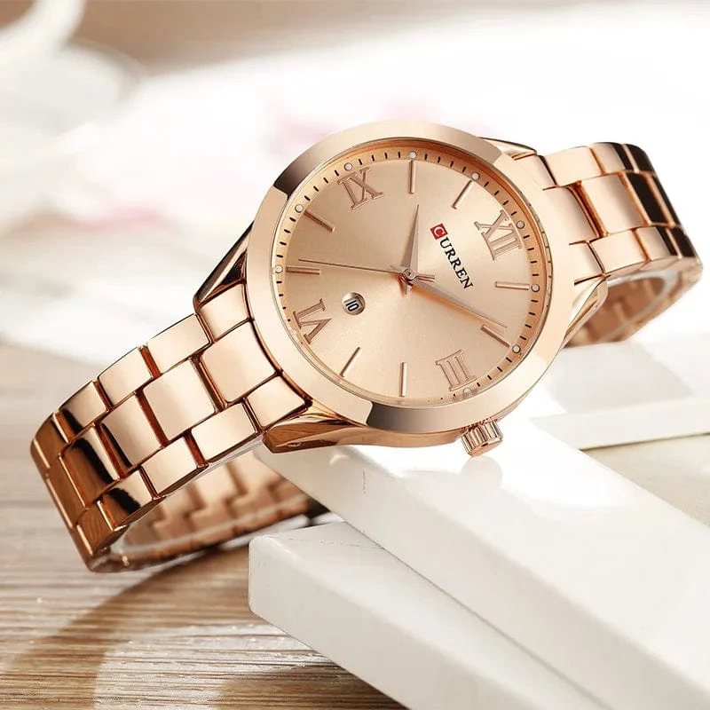 CURREN Gold Uhr Frauen Uhren Damen Kreative Stahl Damen Armbanduhren Weibliche Uhr Relogio Feminino Montre Femme