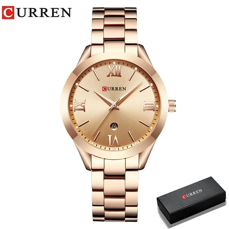 CURREN Gold Uhr Frauen Uhren Damen Kreative Stahl Damen Armbanduhren Weibliche Uhr Relogio Feminino Montre Femme