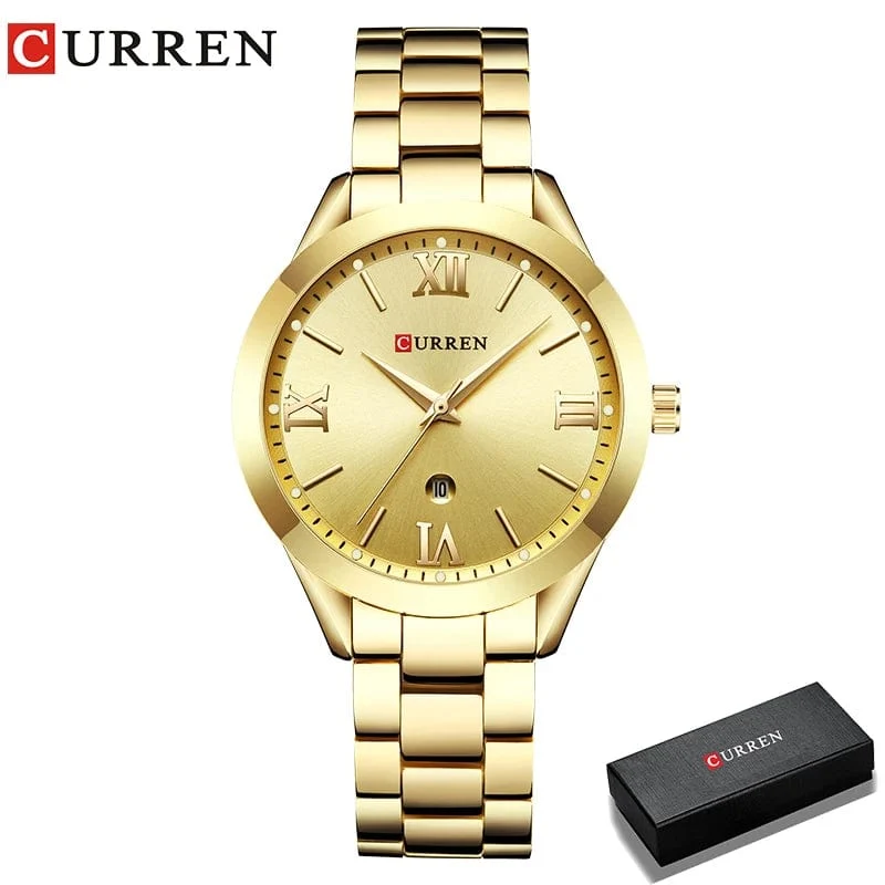CURREN Gold Uhr Frauen Uhren Damen Kreative Stahl Damen Armbanduhren Weibliche Uhr Relogio Feminino Montre Femme