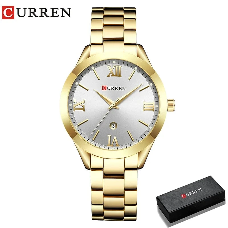 CURREN Gold Uhr Frauen Uhren Damen Kreative Stahl Damen Armbanduhren Weibliche Uhr Relogio Feminino Montre Femme