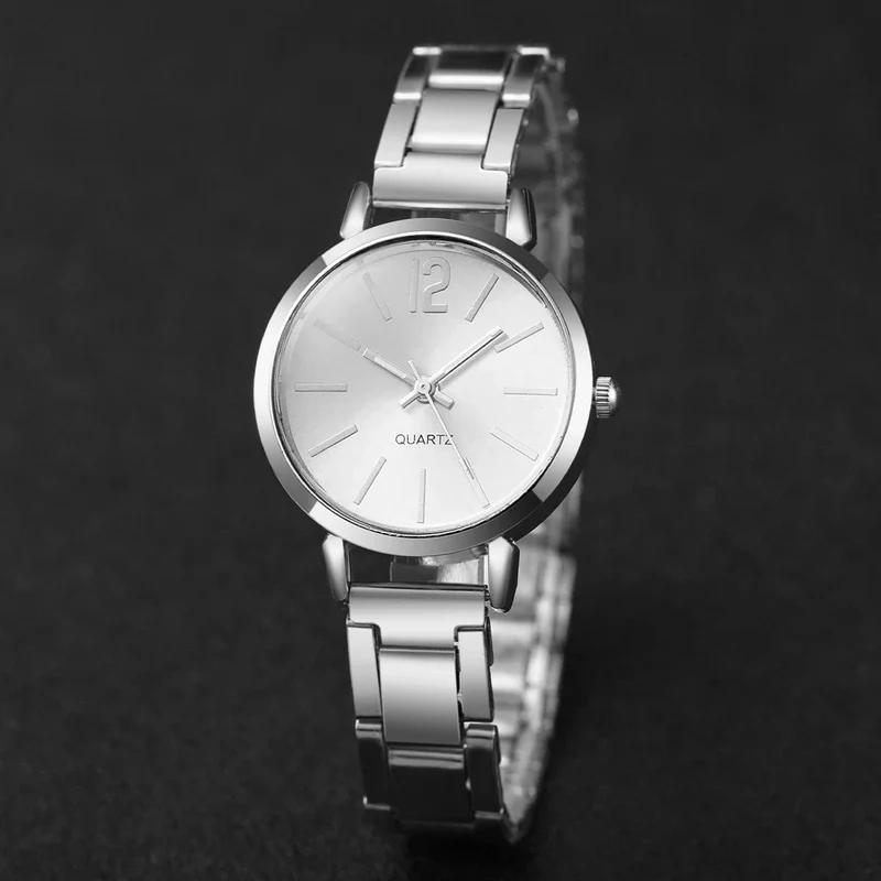 6-teiliges Set mit modischem Damen-Quarzuhr-Edelstahlband und Diamant-Schmuckset (ohne Box)