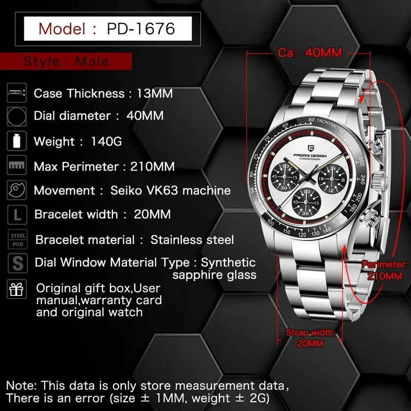 PAGANI DESIGN 2024 Neue Herren-Quarz-Armbanduhr, modische Keramik-Lünette, Chronograph, Stoppuhr, wasserdicht, 100 m, Edelstahl-Uhr für Herren