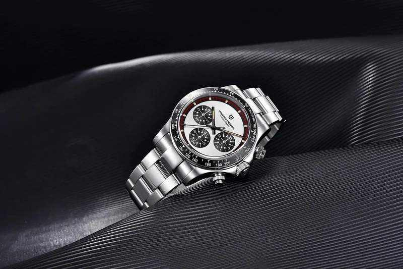 PAGANI DESIGN 2024 Neue Herren-Quarz-Armbanduhr, modische Keramik-Lünette, Chronograph, Stoppuhr, wasserdicht, 100 m, Edelstahl-Uhr für Herren