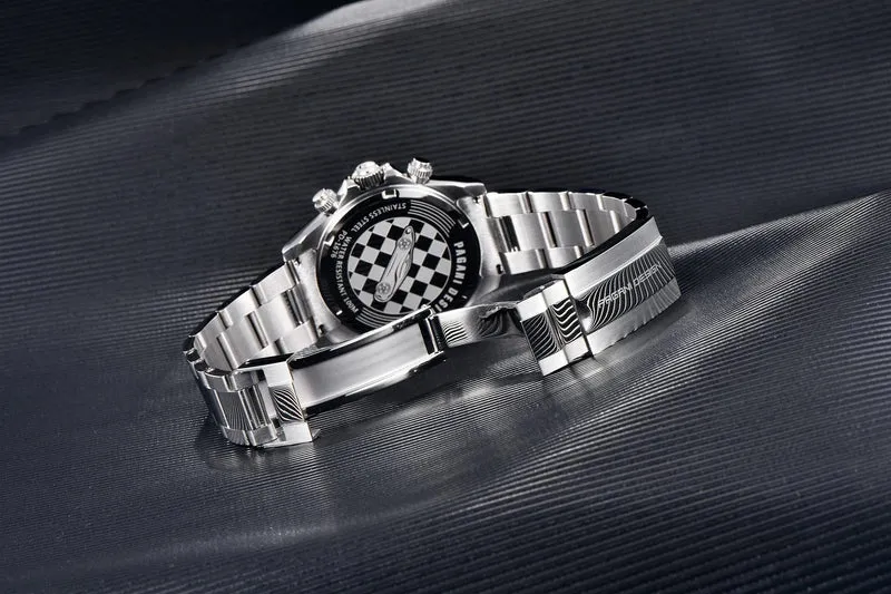 PAGANI DESIGN 2024 Neue Herren-Quarz-Armbanduhr, modische Keramik-Lünette, Chronograph, Stoppuhr, wasserdicht, 100 m, Edelstahl-Uhr für Herren
