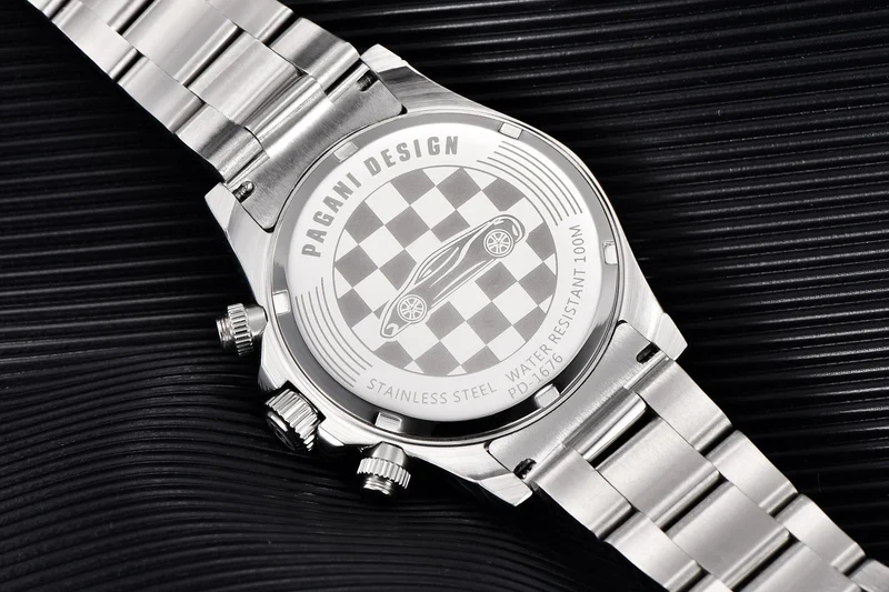PAGANI DESIGN 2024 Neue Herren-Quarz-Armbanduhr, modische Keramik-Lünette, Chronograph, Stoppuhr, wasserdicht, 100 m, Edelstahl-Uhr für Herren