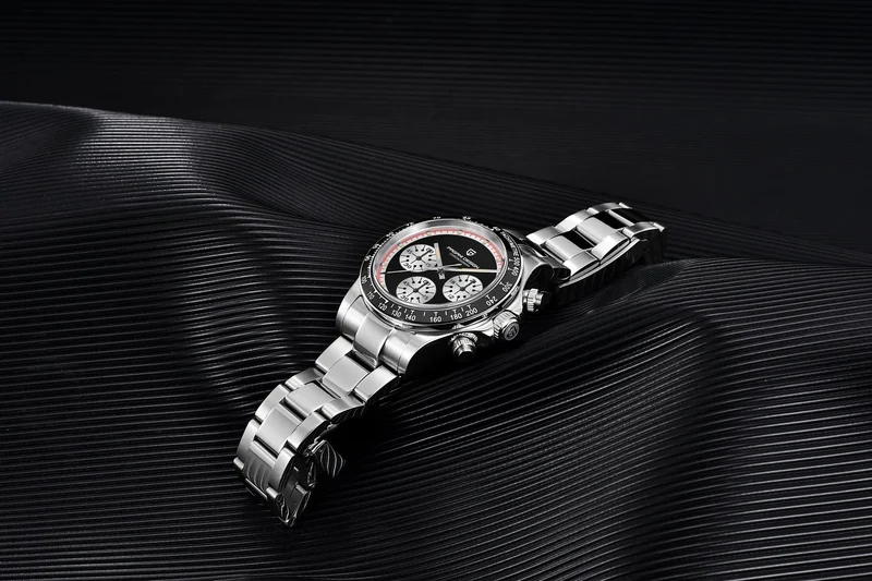 PAGANI DESIGN 2024 Neue Herren-Quarz-Armbanduhr, modische Keramik-Lünette, Chronograph, Stoppuhr, wasserdicht, 100 m, Edelstahl-Uhr für Herren