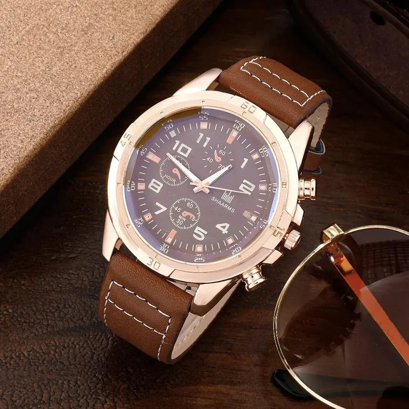 SHAARMS Herren-Geschenkuhr, Business-Luxus-Unternehmen, Herren-Set 6 in 1, Uhr, Brille, Stift, Schlüsselanhänger, Gürtel, Geldbörse, Willkommen, Urlaub, Geburtstag