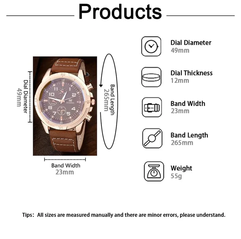 SHAARMS Herren-Geschenkuhr, Business-Luxus-Unternehmen, Herren-Set 6 in 1, Uhr, Brille, Stift, Schlüsselanhänger, Gürtel, Geldbörse, Willkommen, Urlaub, Geburtstag