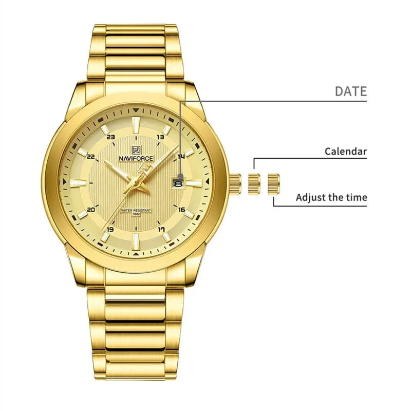 2024 Top Marke NAVIFORCE Herren Uhren Edelstahl Band Casual Männlichen Quarz Sport Armbanduhr Luxus Wasserdicht Datum Uhr