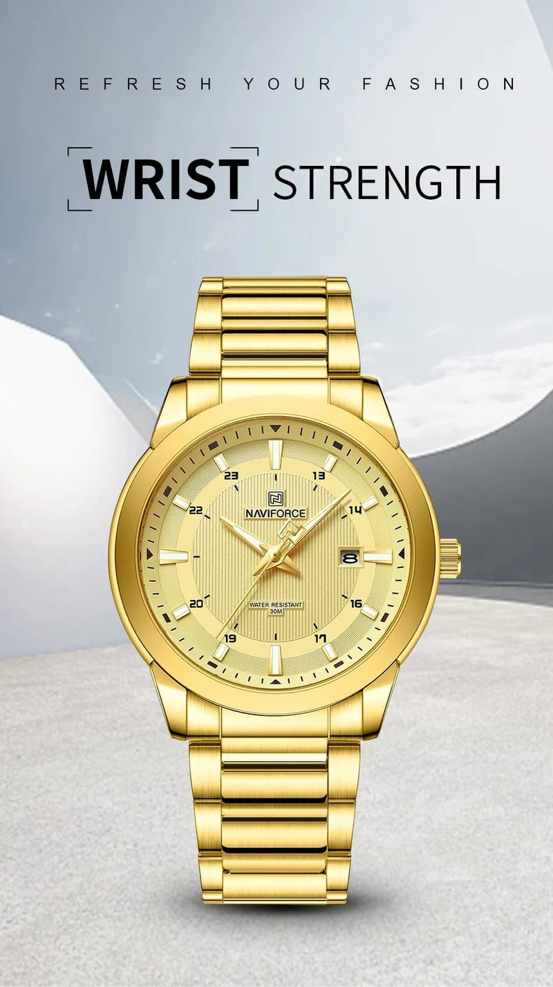 2024 Top Marke NAVIFORCE Herren Uhren Edelstahl Band Casual Männlichen Quarz Sport Armbanduhr Luxus Wasserdicht Datum Uhr
