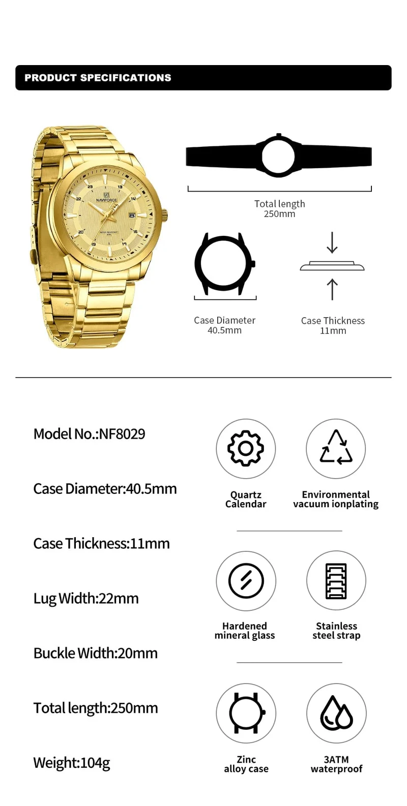 2024 Top Marke NAVIFORCE Herren Uhren Edelstahl Band Casual Männlichen Quarz Sport Armbanduhr Luxus Wasserdicht Datum Uhr