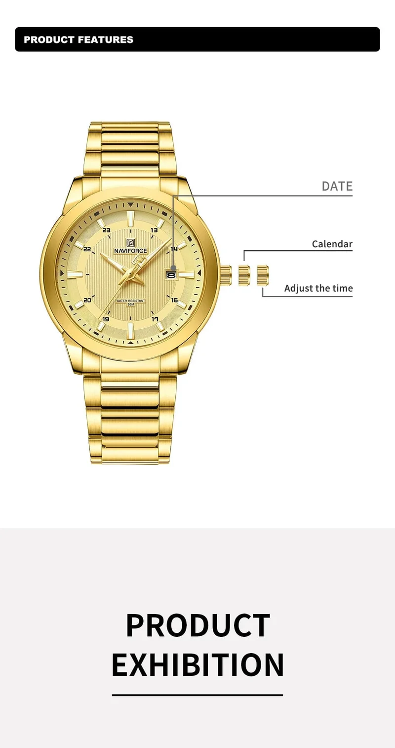 2024 Top Marke NAVIFORCE Herren Uhren Edelstahl Band Casual Männlichen Quarz Sport Armbanduhr Luxus Wasserdicht Datum Uhr