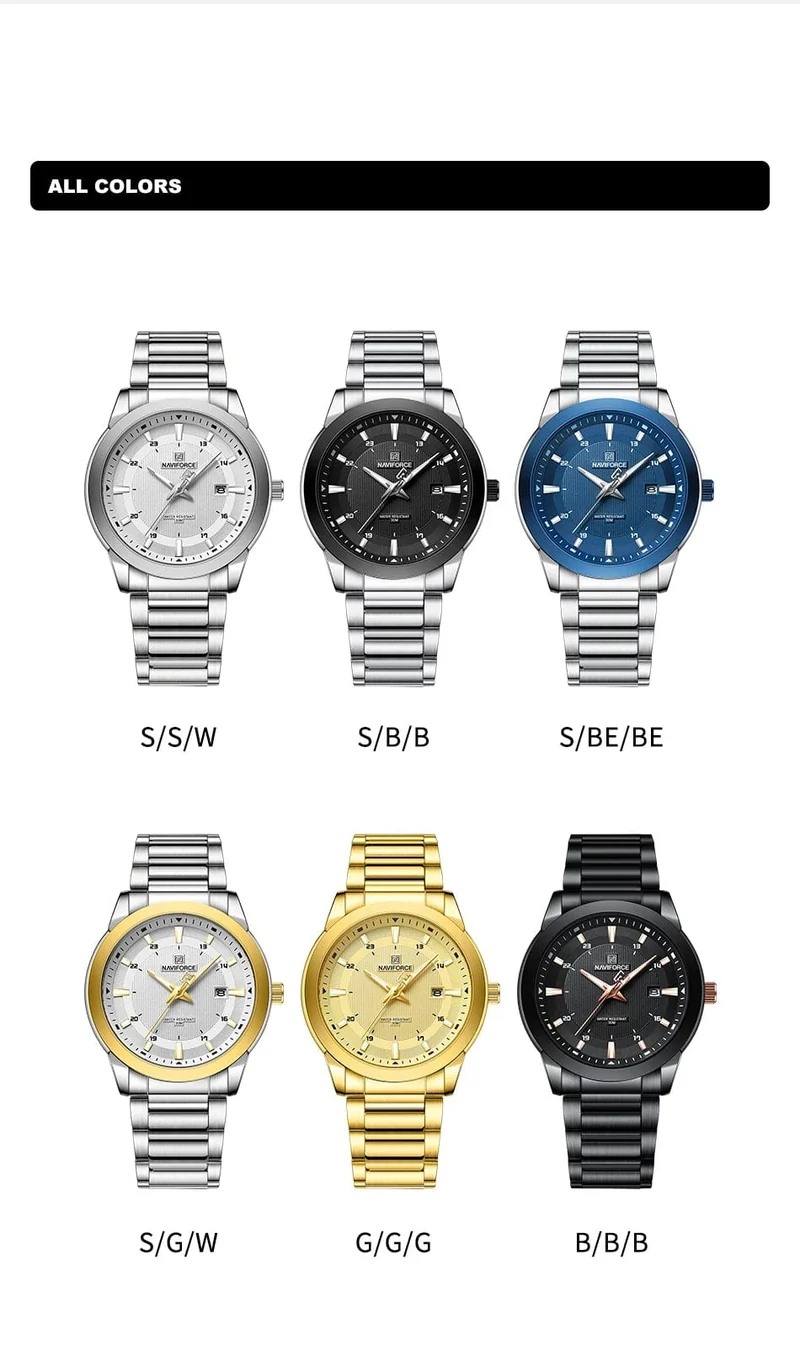 2024 Top Marke NAVIFORCE Herren Uhren Edelstahl Band Casual Männlichen Quarz Sport Armbanduhr Luxus Wasserdicht Datum Uhr