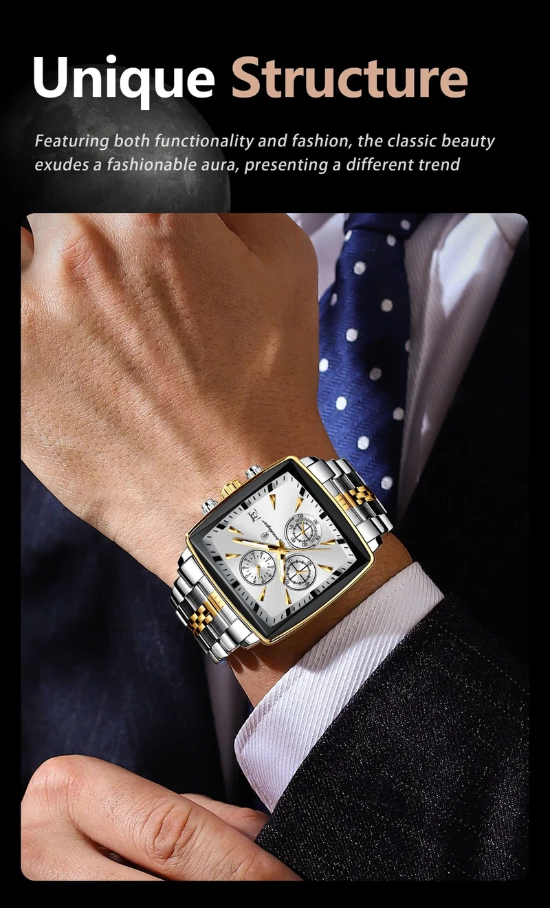 POEDAGAR Luxus Quadrat Sport Mann Armbanduhr Wasserdicht Leucht Chronograph Quarz Herren Uhren Edelstahl Männer Uhr Reloj