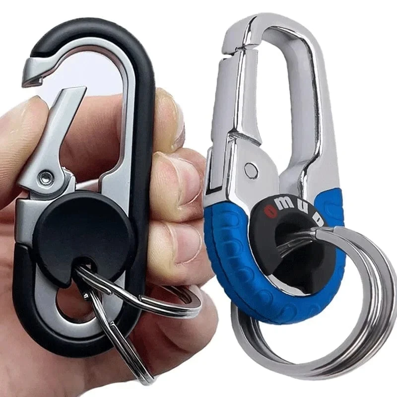 Herren Schlüsselanhänger Haken Edelstahl Schnalle Outdoor Karabiner Kletterwerkzeug Doppelring Auto Angeln Schlüsselanhänger Autozubehör