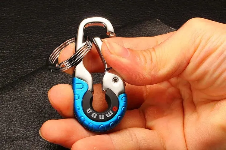 Herren Schlüsselanhänger Haken Edelstahl Schnalle Outdoor Karabiner Kletterwerkzeug Doppelring Auto Angeln Schlüsselanhänger Autozubehör