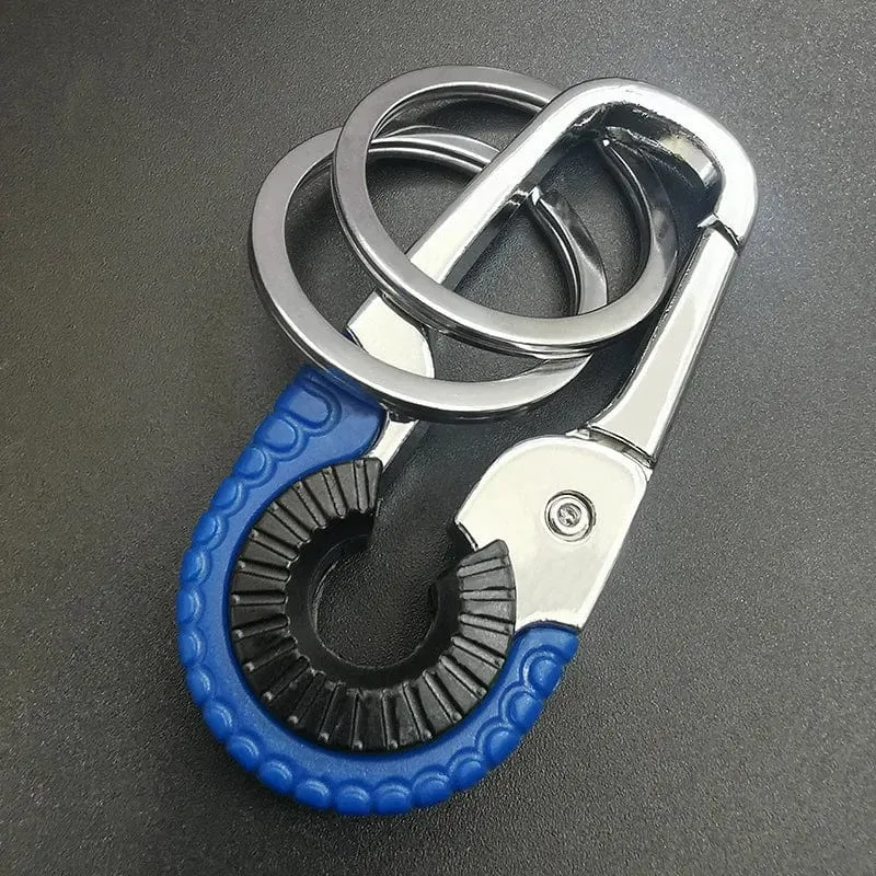 Herren Schlüsselanhänger Haken Edelstahl Schnalle Outdoor Karabiner Kletterwerkzeug Doppelring Auto Angeln Schlüsselanhänger Autozubehör