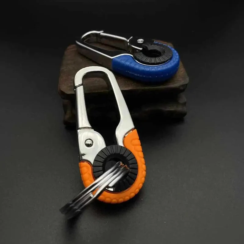 Herren Schlüsselanhänger Haken Edelstahl Schnalle Outdoor Karabiner Kletterwerkzeug Doppelring Auto Angeln Schlüsselanhänger Autozubehör