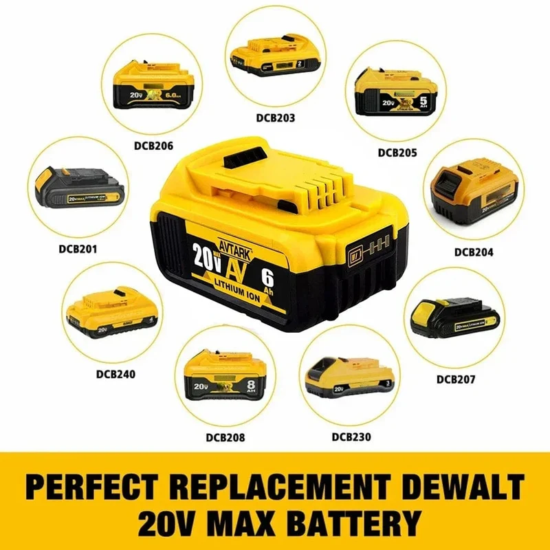 DCB200 20-V-Batterie Kompatibel mit Dewalt-Elektrowerkzeugen 18 V 12 Ah wiederaufladbare Lithiumbatterien für Elektrowerkzeuge 20 V 18 Volt 18 V 12 Ah